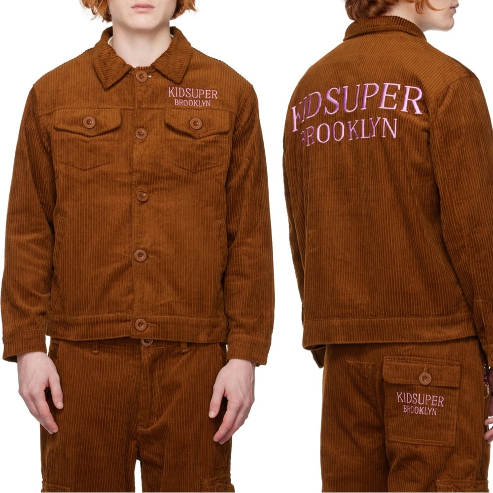 NEW KidSuper Men’s Brown Corduroy Trucker Jacket L